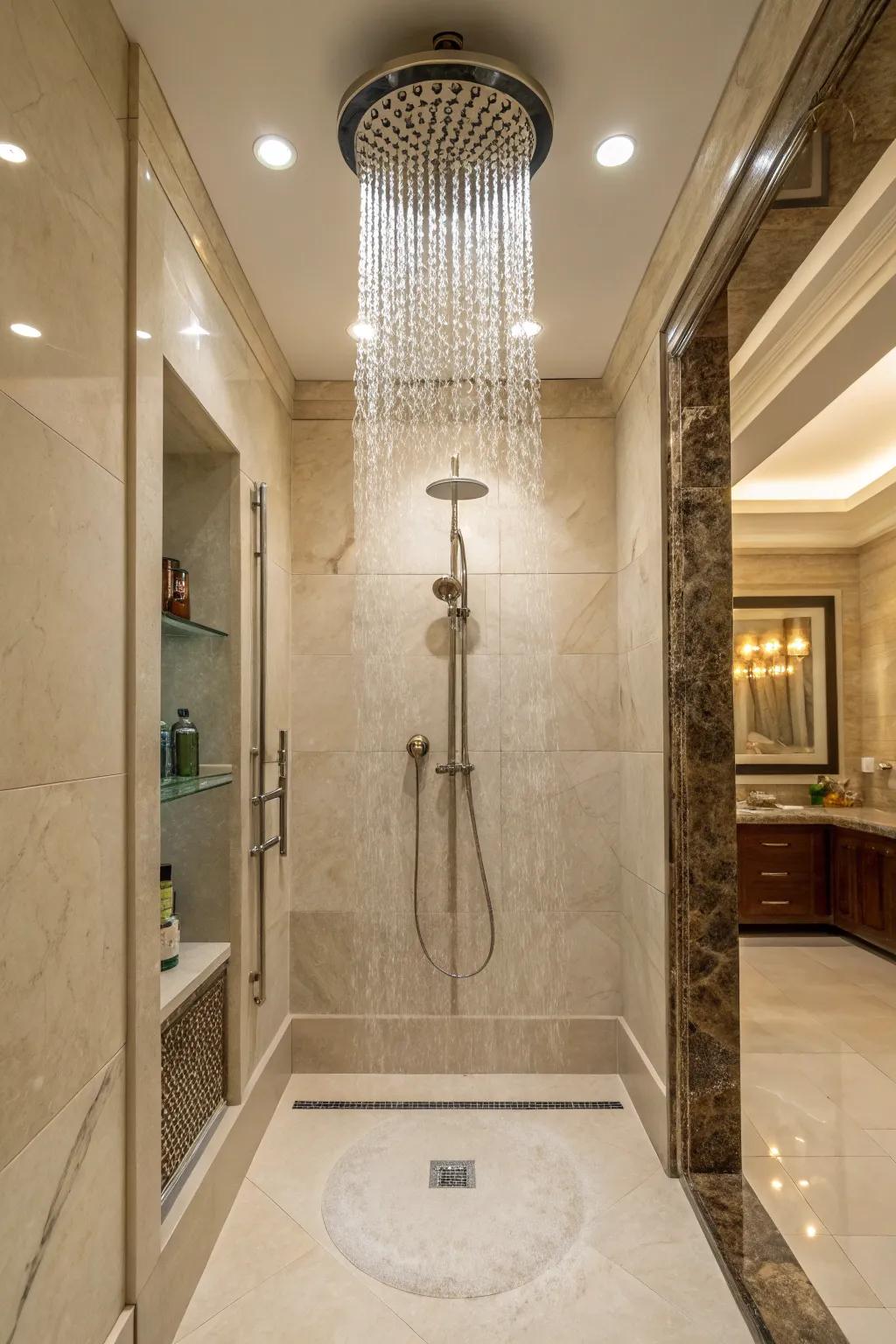 Modern hardware elevates the shower experience.