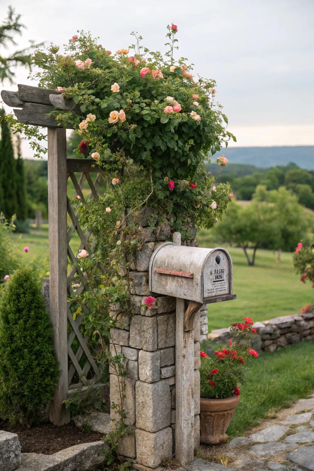 A trellis add-on injects a playful, natural touch to your mailbox.