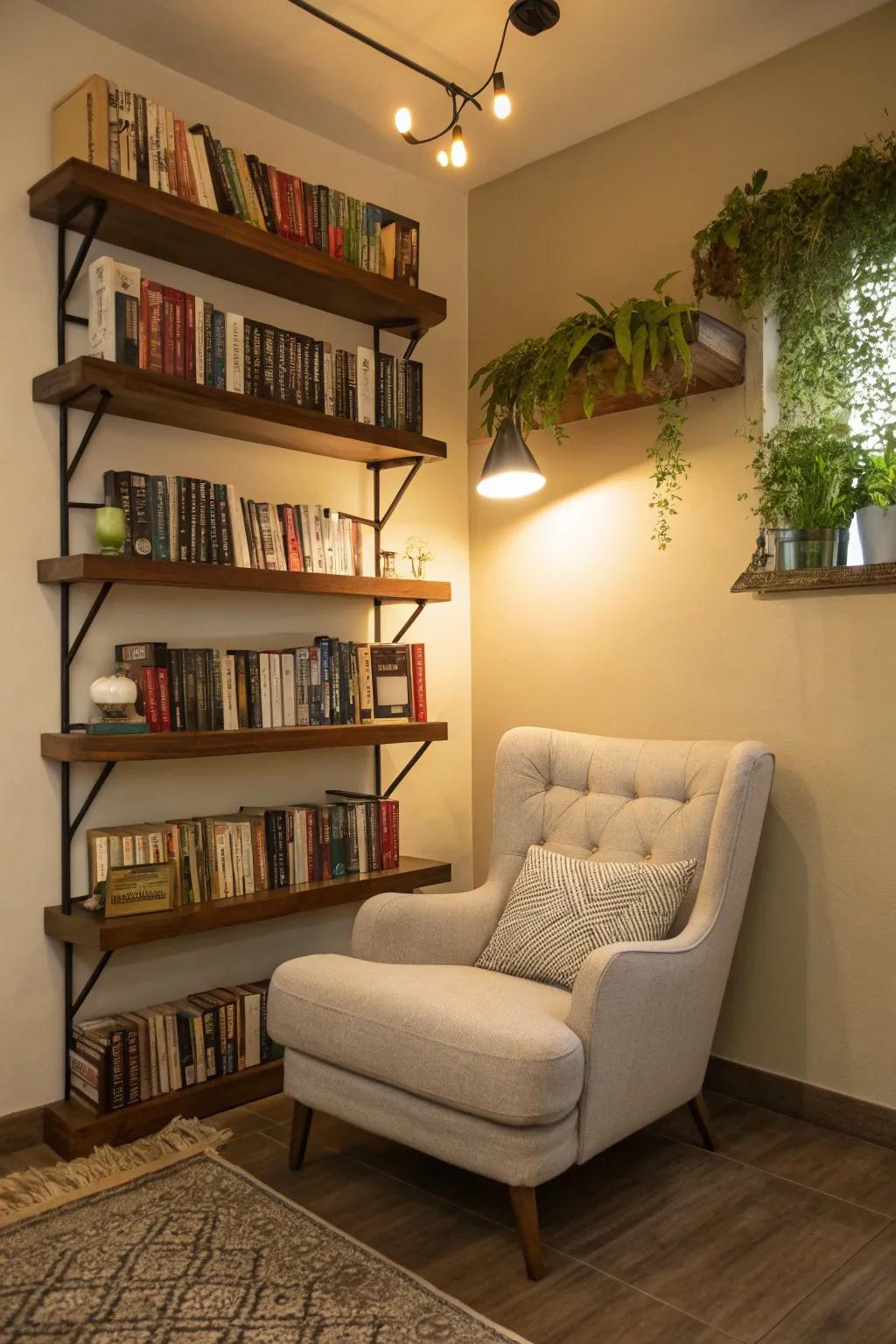 Showcase your cherished reads with stylish drifting book ledges.