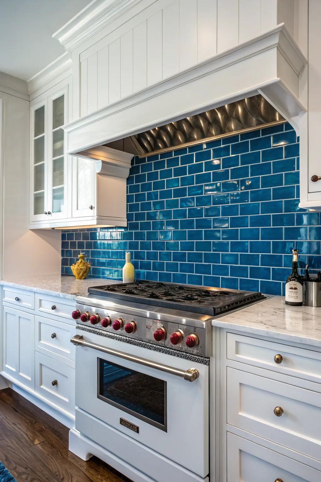 Strong colors make an eye-catching feature in your kitchen.