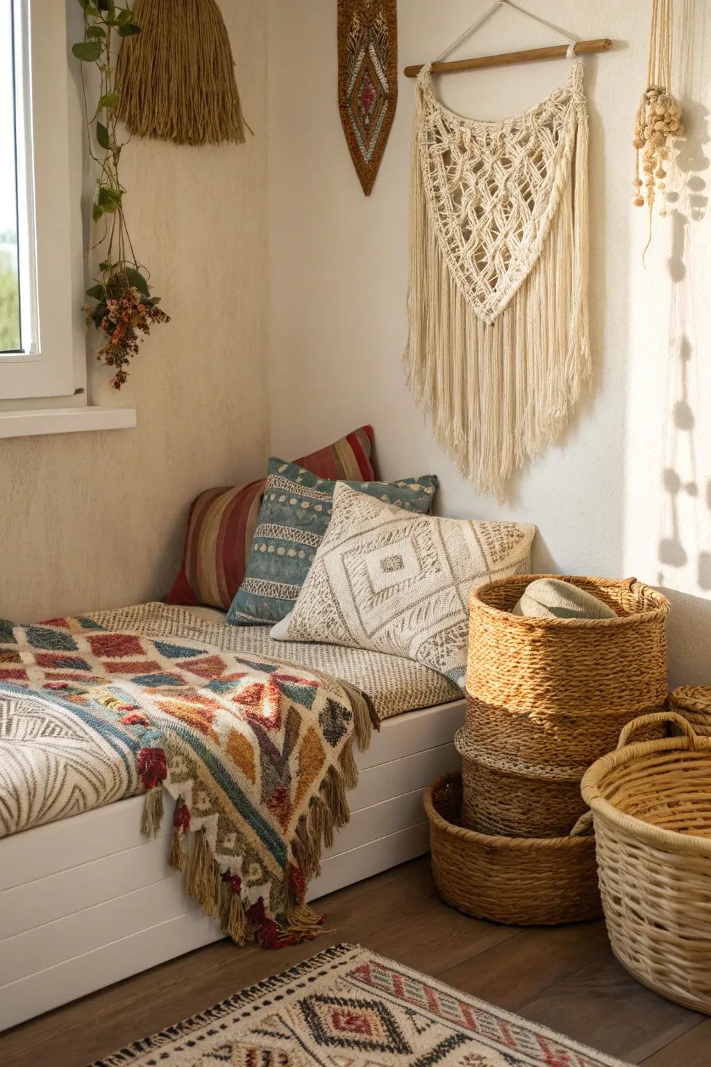 Transform your space into a boho paradise with textured accents.