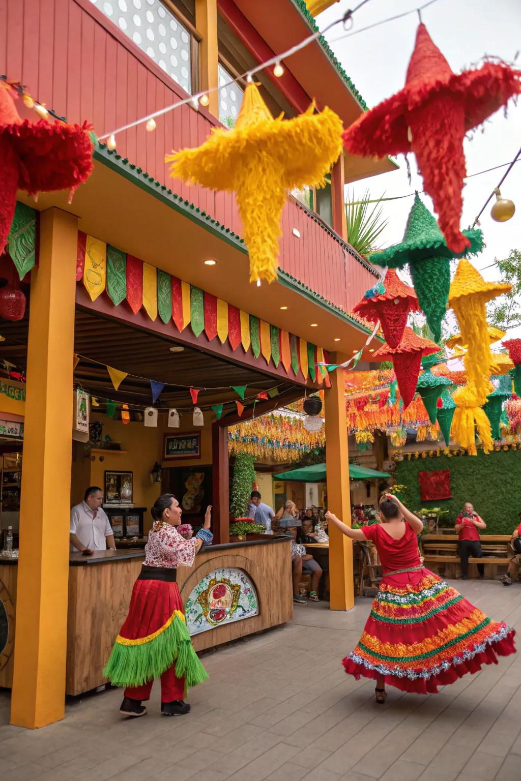 A vibrant and festive Mexico-inspired celebration featuring striking ornamentation.