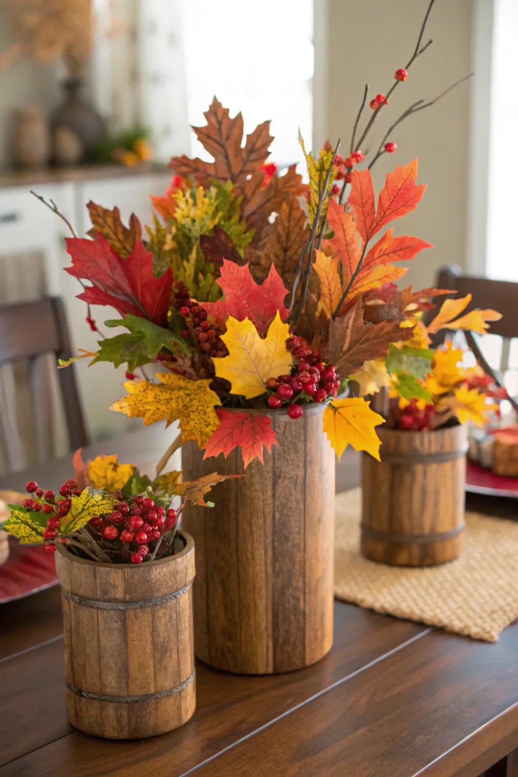 Wooden components impart a rustic charm to your decor.