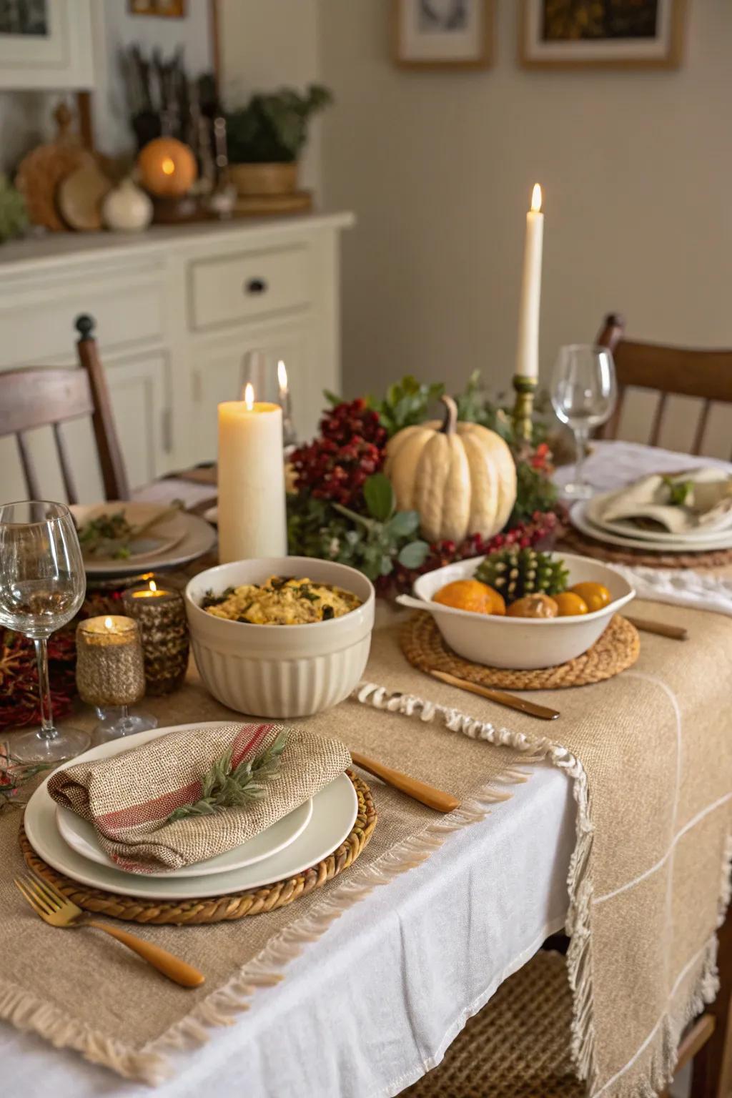 Layering textures introduces depth and interest to your table.