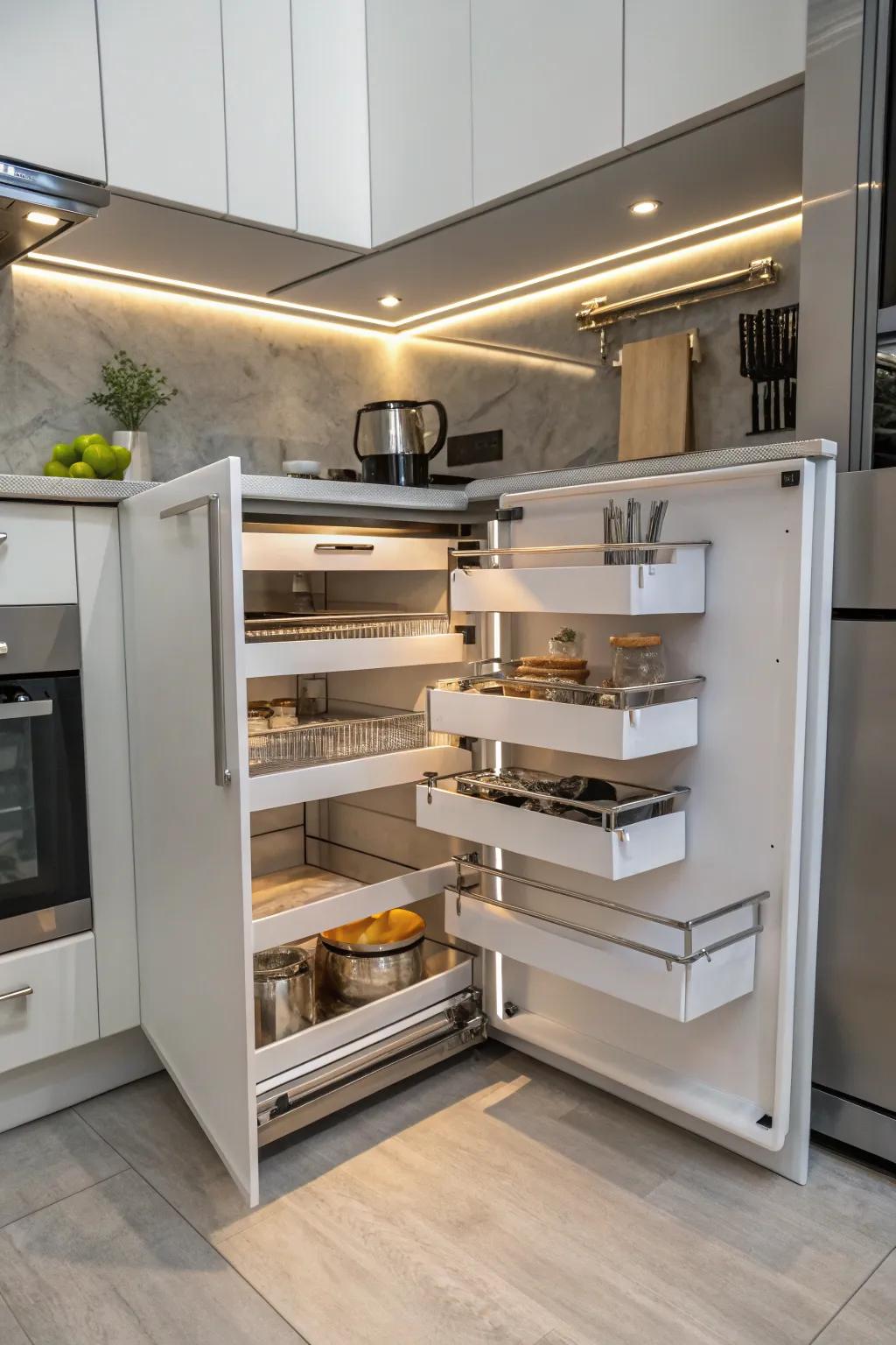 Innovative storage solutions designed to help you maximize corner spaces.