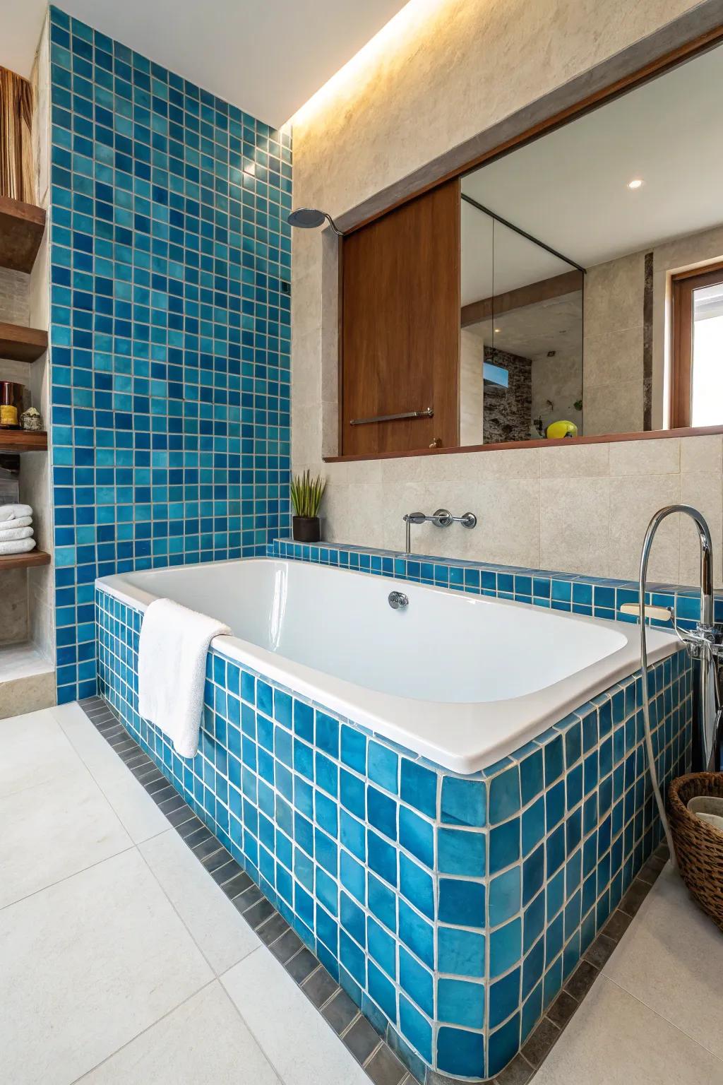 Vibrant tiles give your bathroom a pop of daring color.