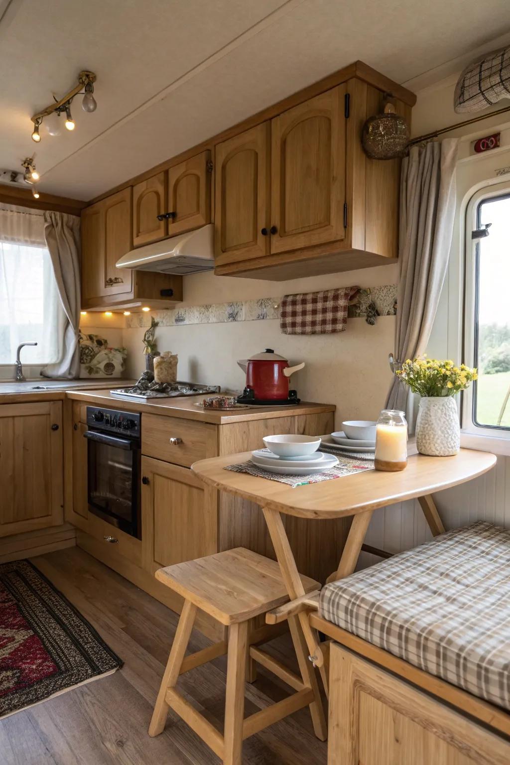 Natural elements like wood make a kitchen warm and inviting.