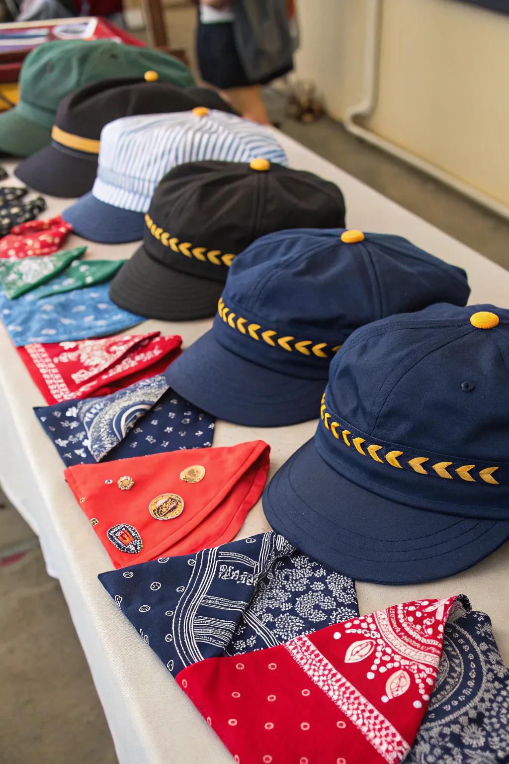 Engineer hats and bandanas are fantastic for dressing up at parties.