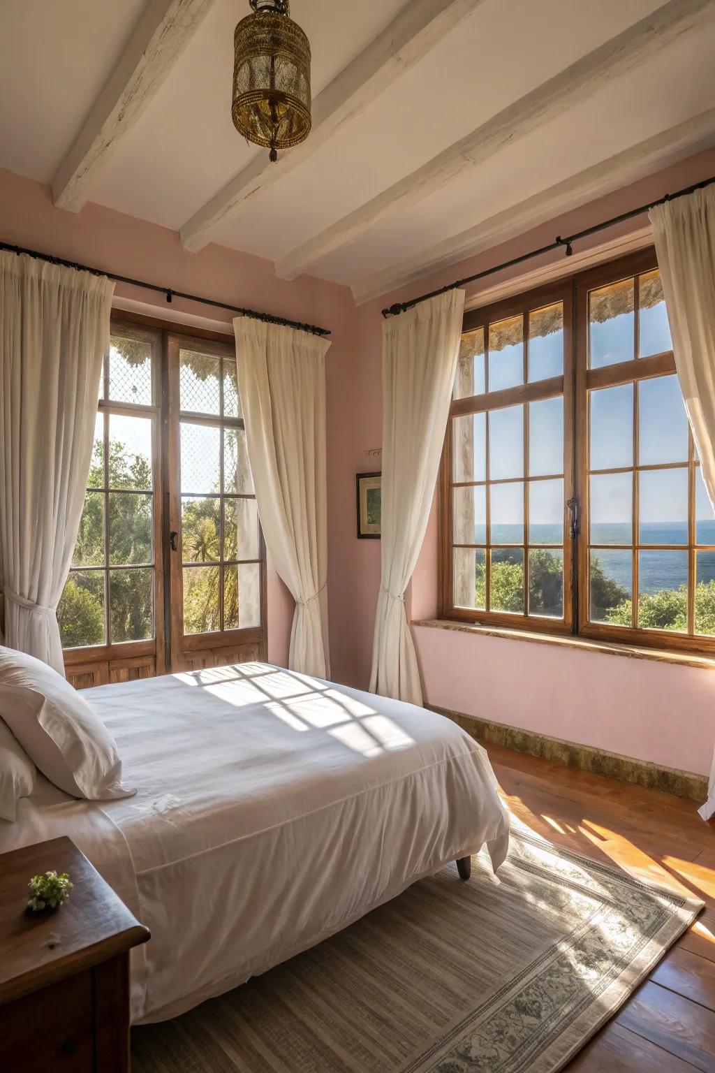 Sunlight elevates the beauty and warmth of your Tuscan-inspired bedroom.