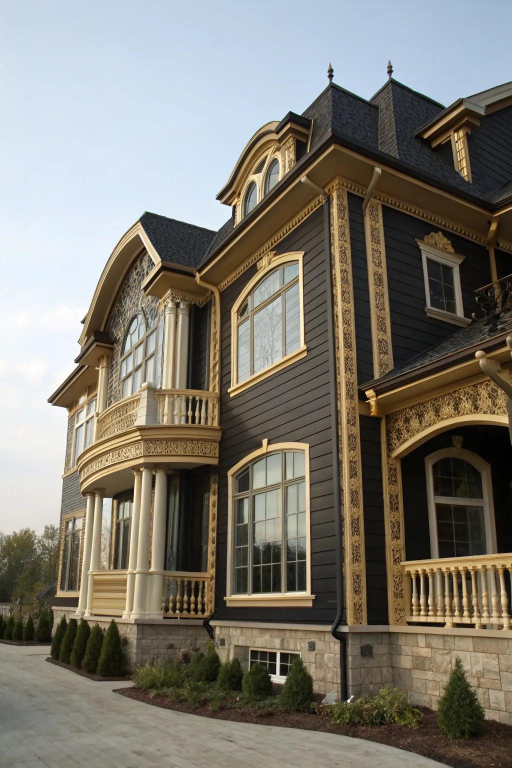 Black and gold siding exudes beauty and luxury.