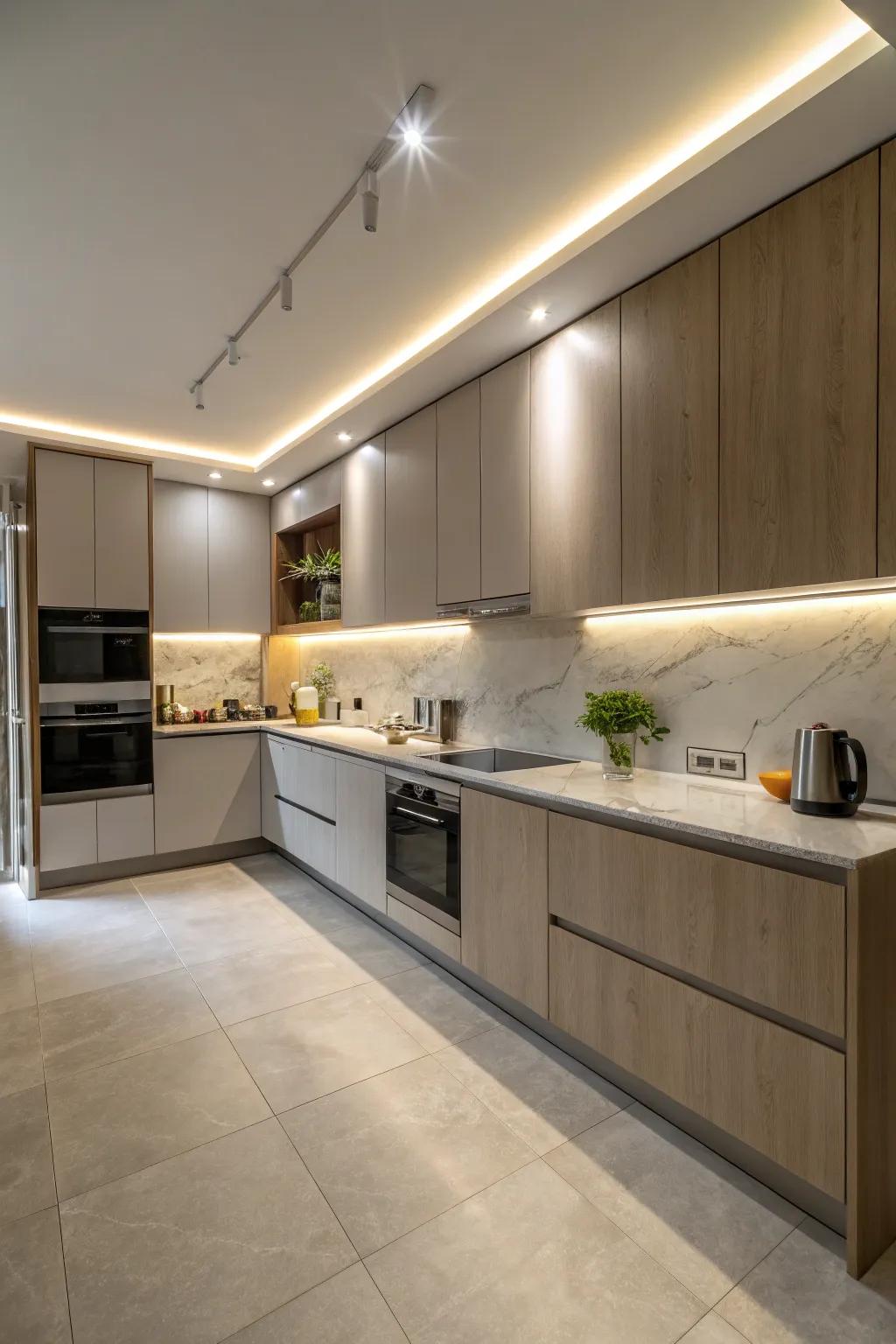 Hardwired lights guarantee a sleek and professional appearance in any kitchen.
