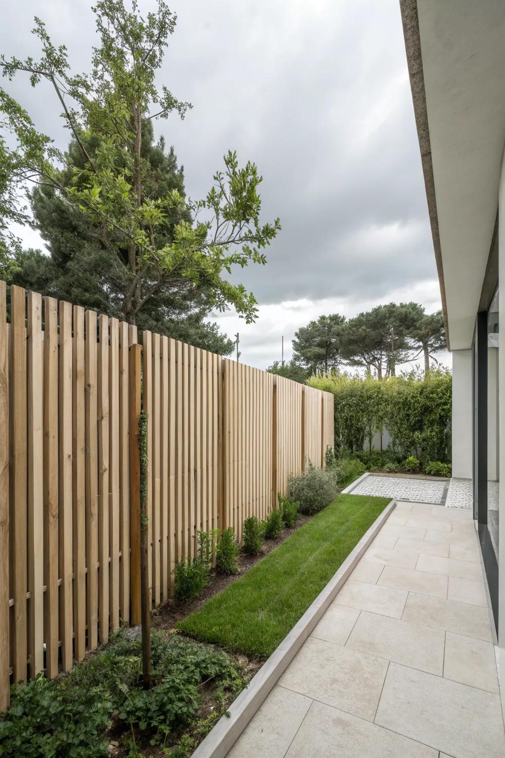 Upright slats add a hint of minimalism to your garden.