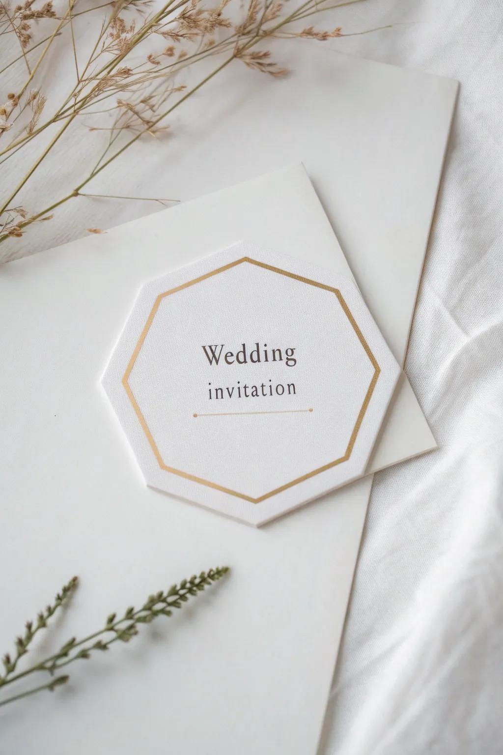Geometric shapes bring a modern flair to wedding invitations.