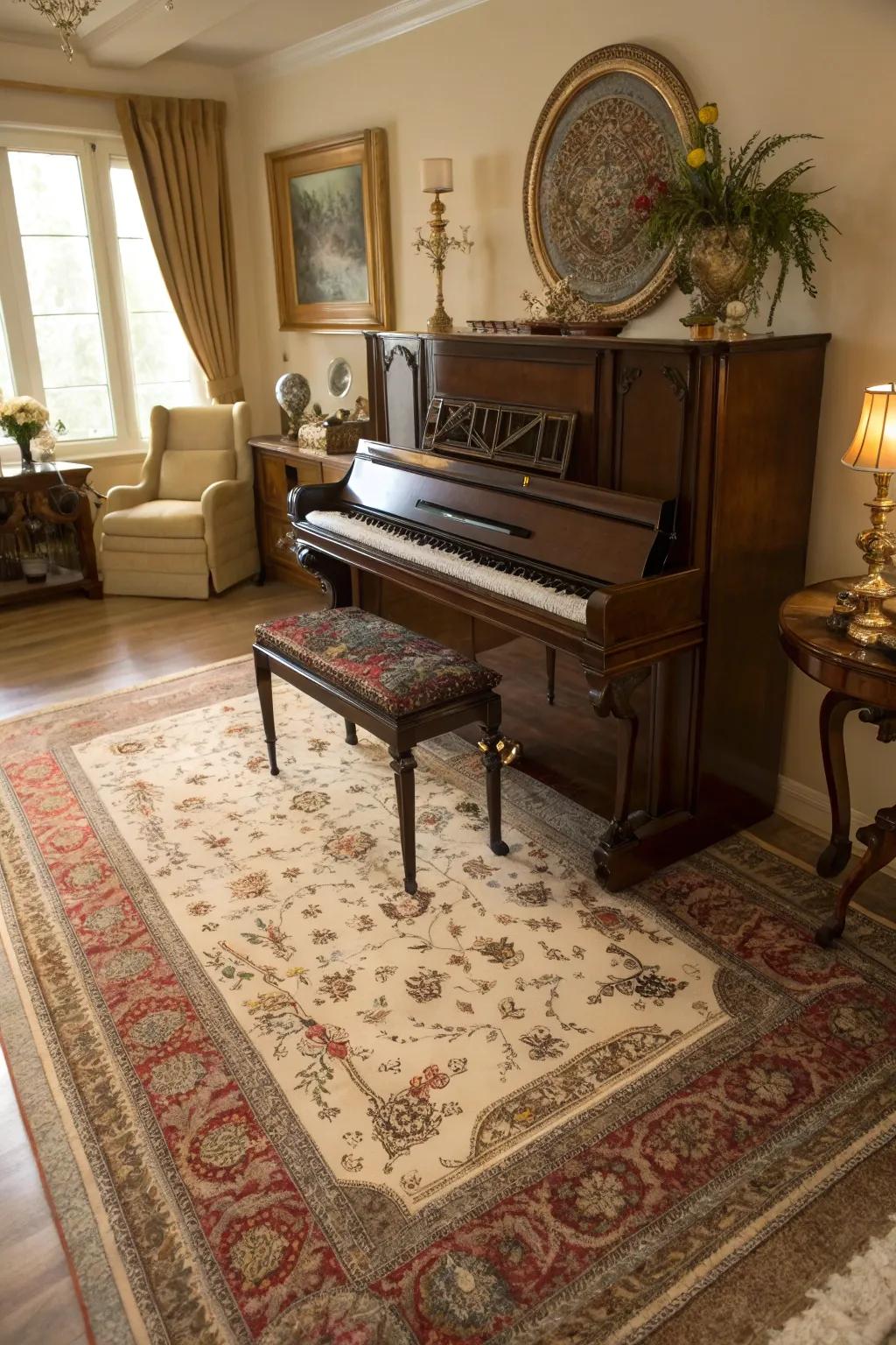 Ground your piano with an attractive and useful rug.