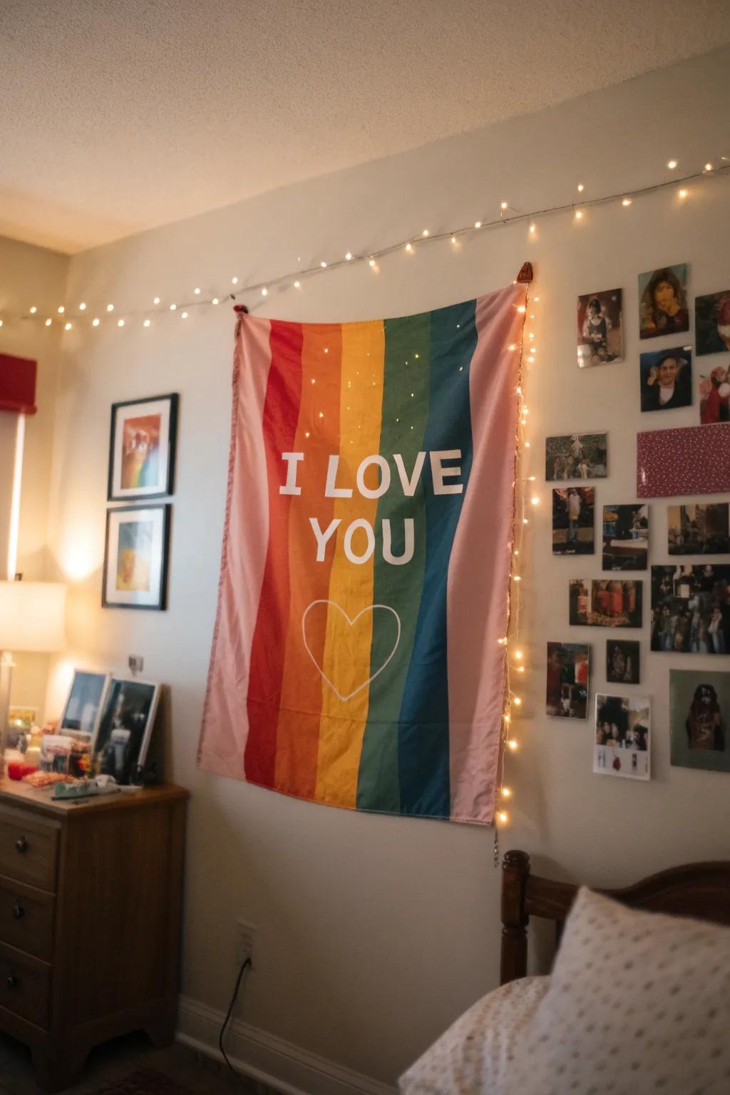 A love sign adds an individual accent to your Valentine's decorations.