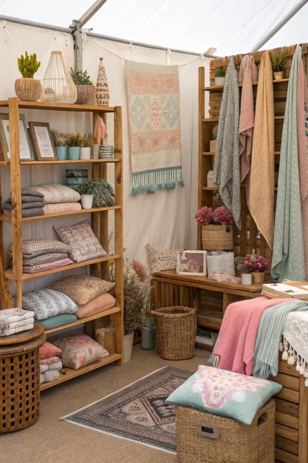 Earth-inspired shades foster a warm and unified booth ambiance.