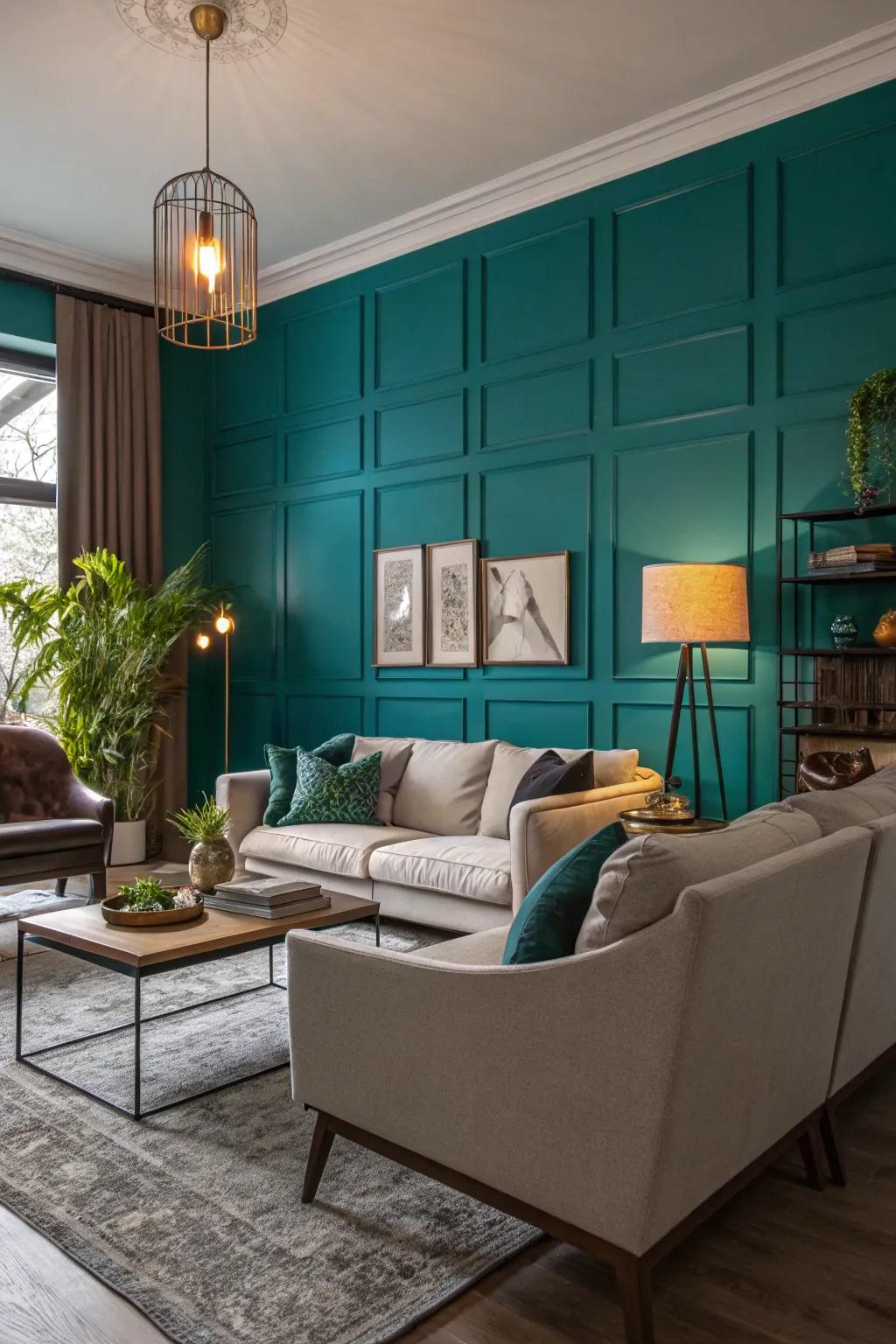 Accent walls are a striking way to delineate a space.
