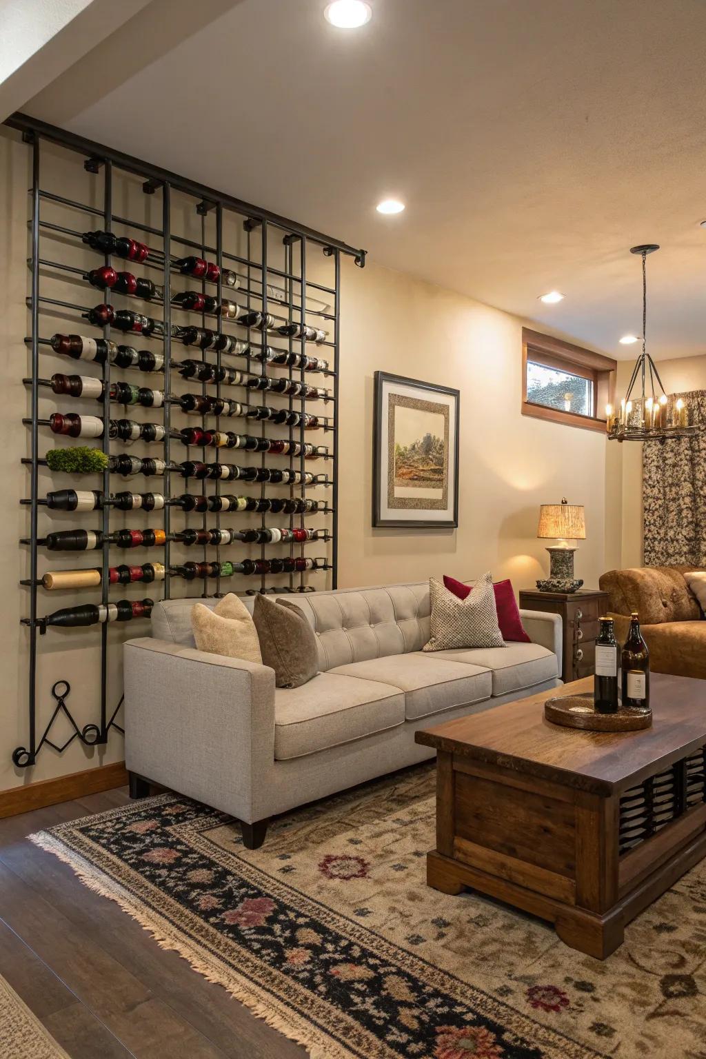 Design your wine organizer to be the living area's centerpiece.