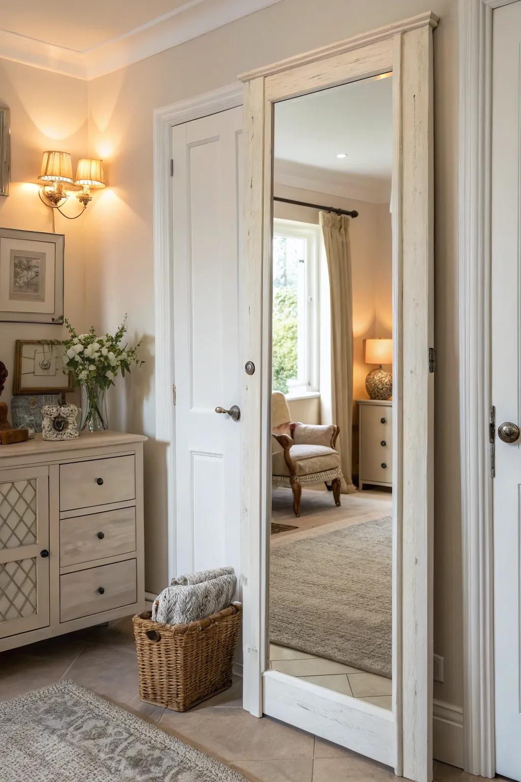 Mirrors enhance both space and visual appeal in wardrobe layouts.