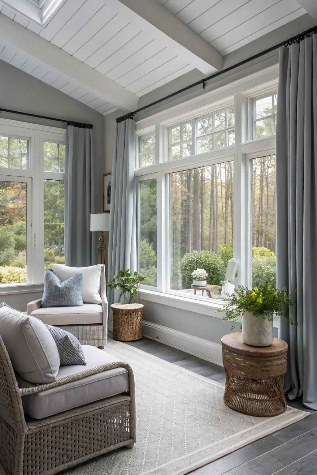 A sunroom with subtle stone walls, embodying modern tranquility and panache.