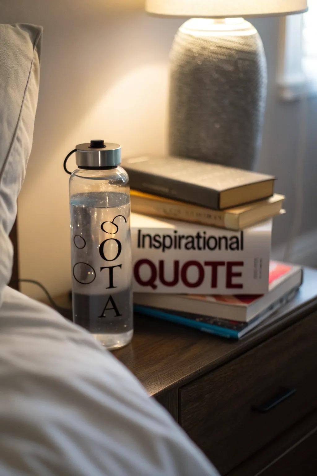 Inspire yourself with hydration containers embellished with motivational sayings.