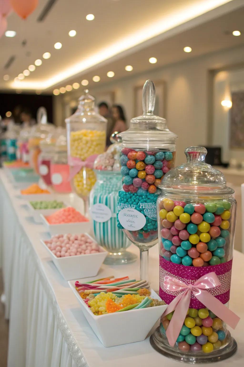 A candy buffet that introduces fun and flair to your wedding.