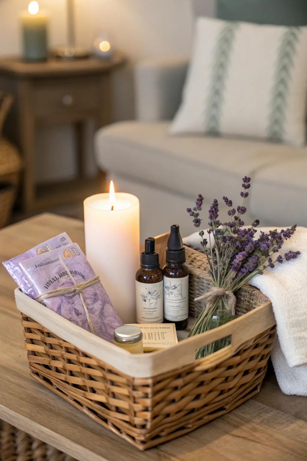 A fragrant wax light introduces an aspect of calm and warmth.