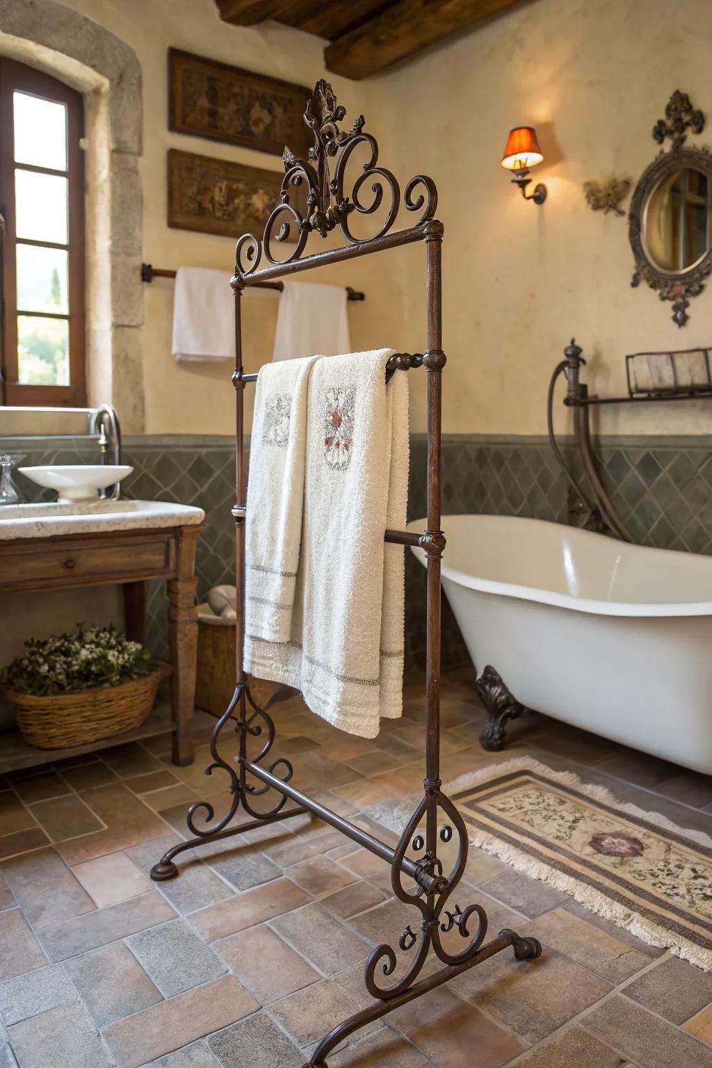 Metallic accessories contribute a genuine countryside accent.