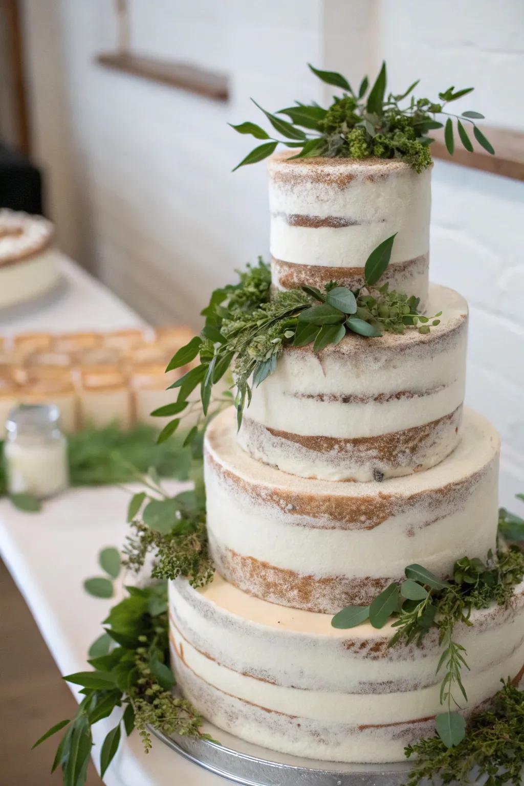 Slightly uncovered cake radiating countryside sophistication.