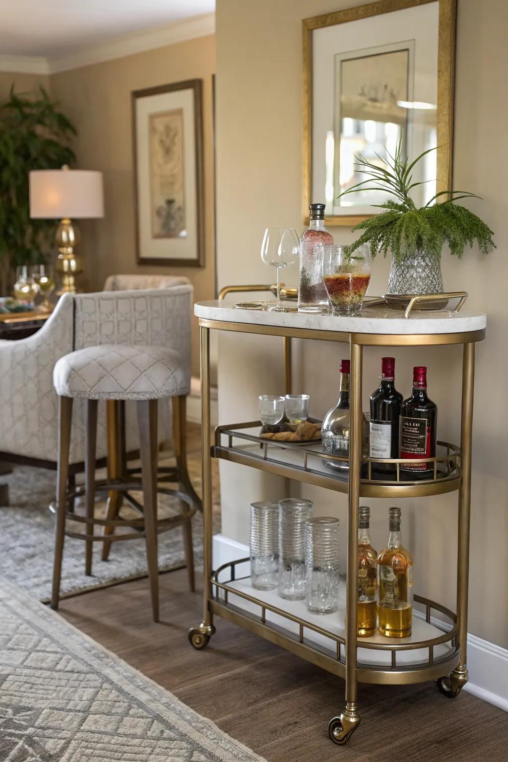 Relax with a drink at your home bar.