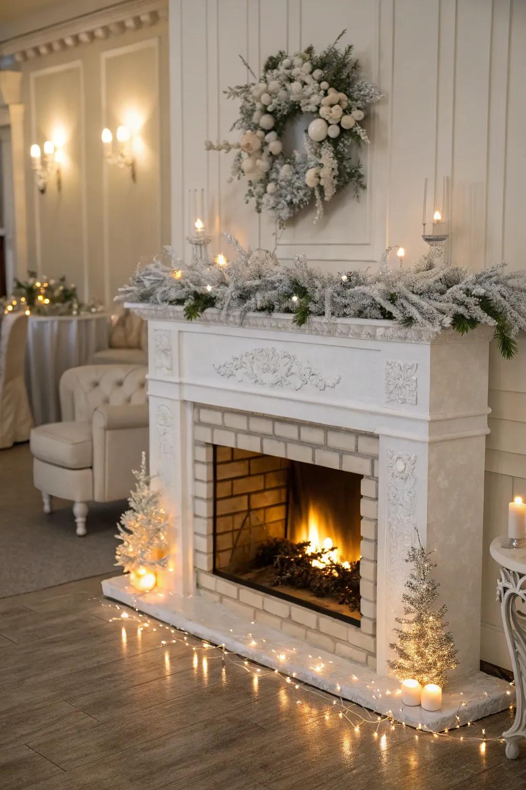 A fireplace radiating elegance and coziness.