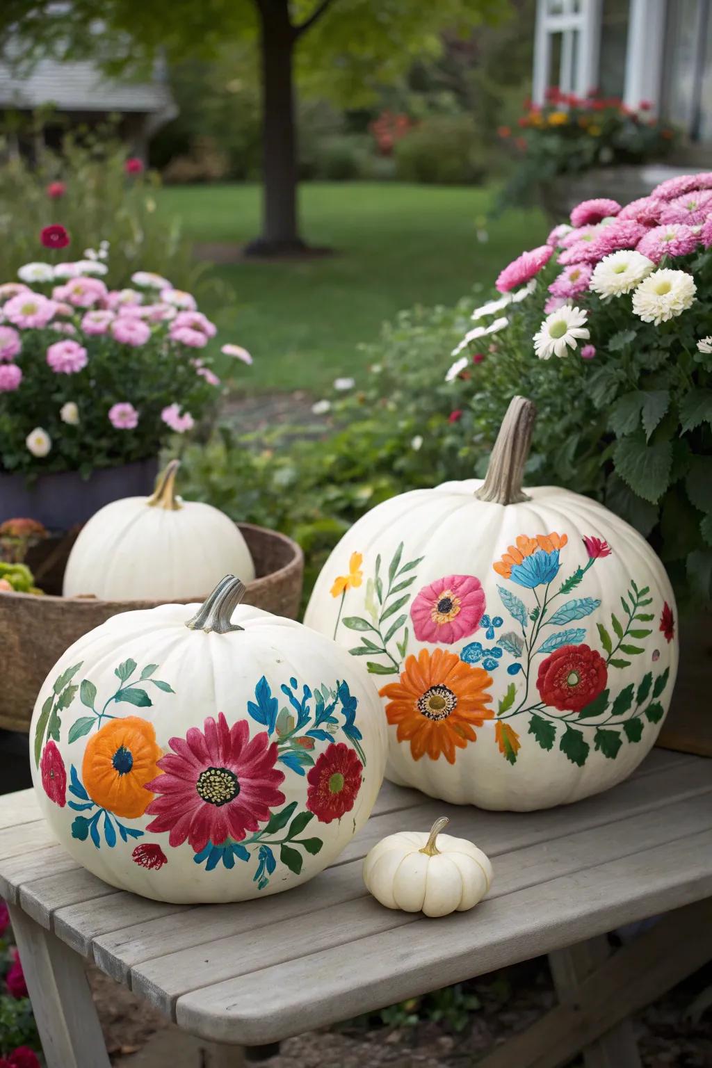 Botanical-painted pumpkins for a hint of refinement.