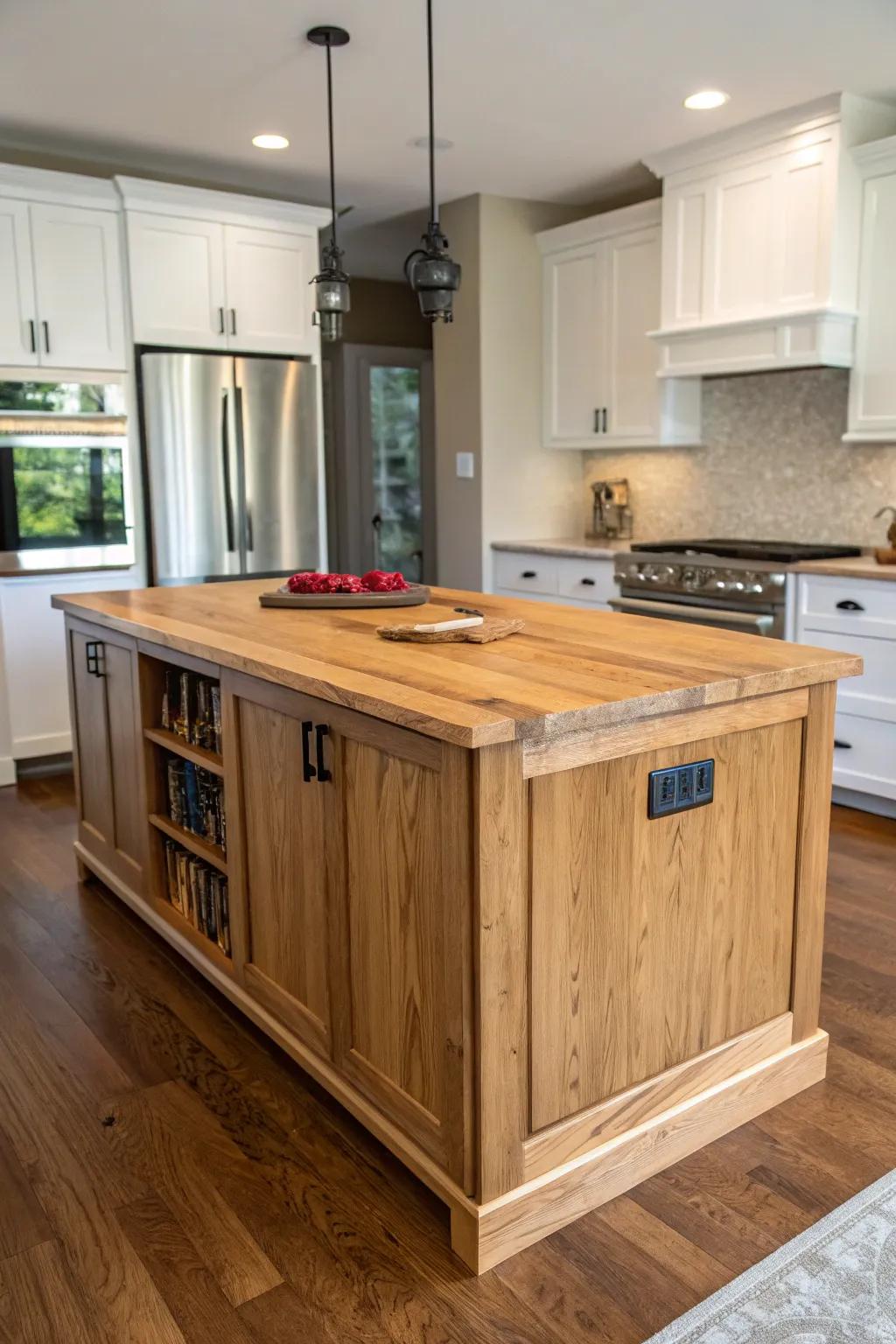 Warm and inviting wood cooking space central spot as a key feature