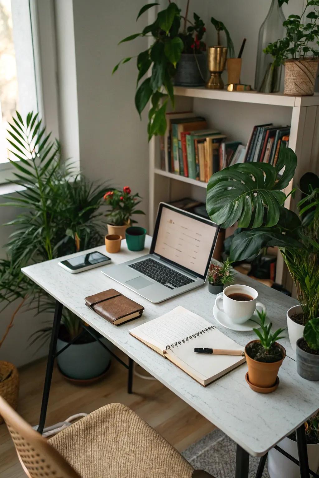 Plants bring freshness and tranquility to your office.