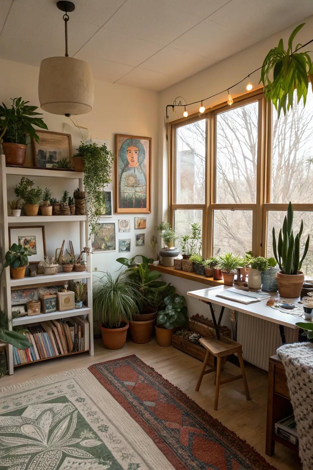 Personal decorations turn a studio into a creative getaway.