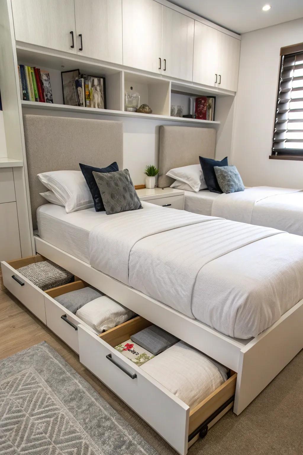 Integrated storage keeps clutter at bay.