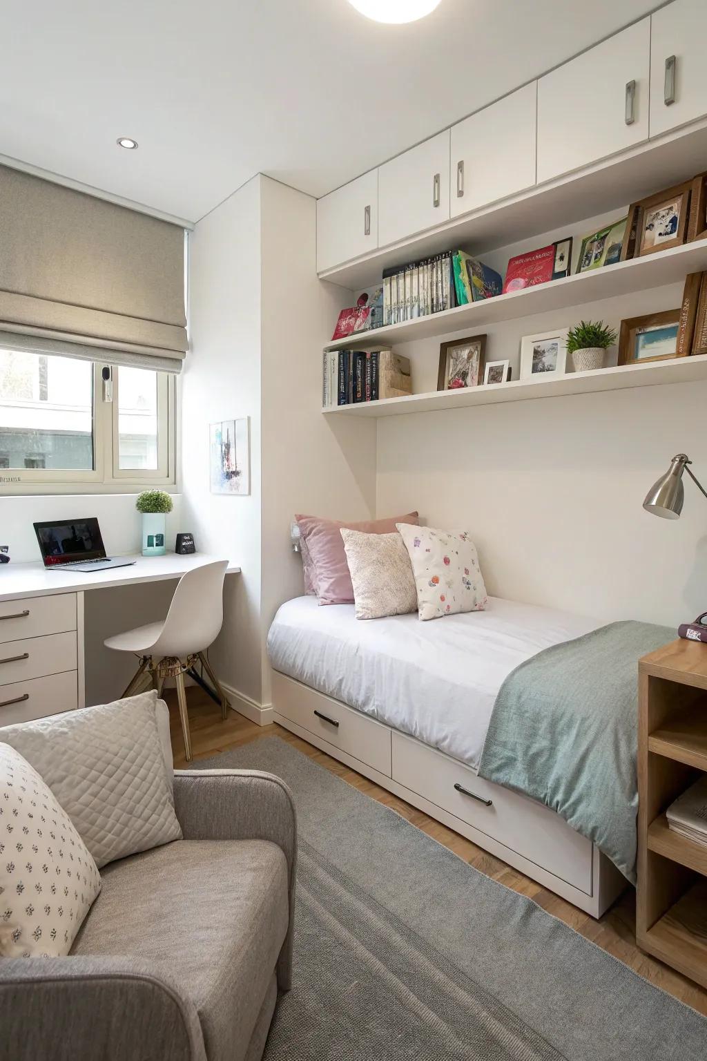 An optimized layout enhances the room's practicality