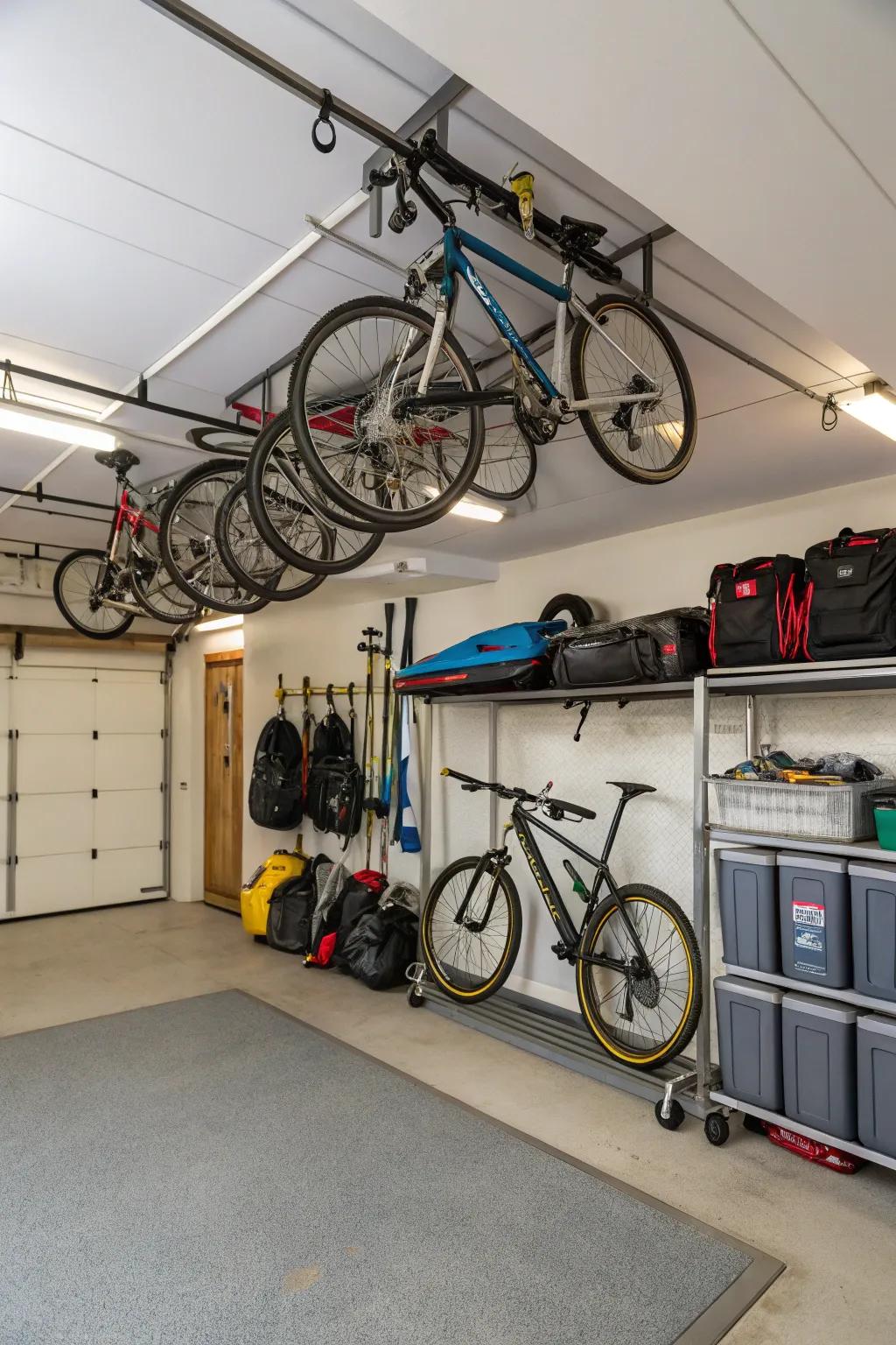 Using space up high is a great way to store bigger items.