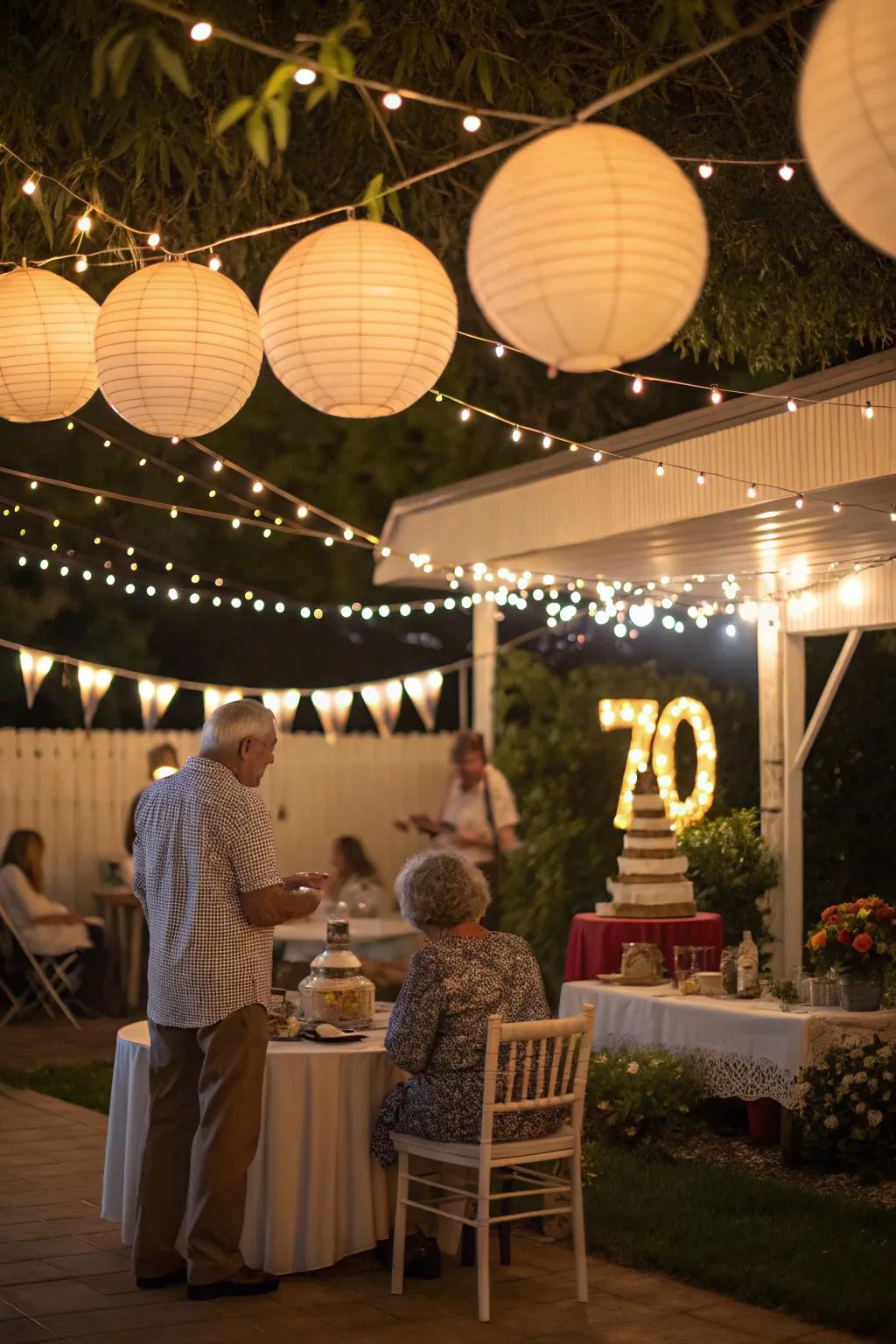 Gentle lighting establishes the ideal ambiance for a celebration.