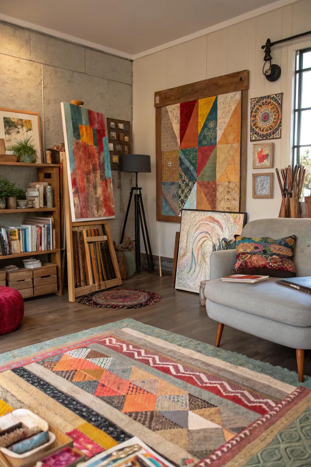 Varied media art adds distinctive style to your space.