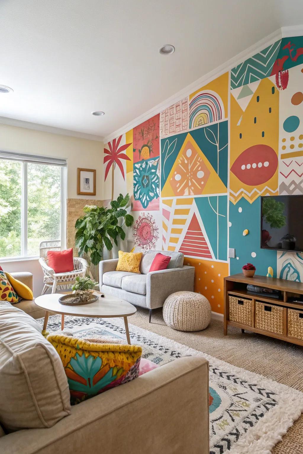Achieve a distinctive look with eclectic combination murals.