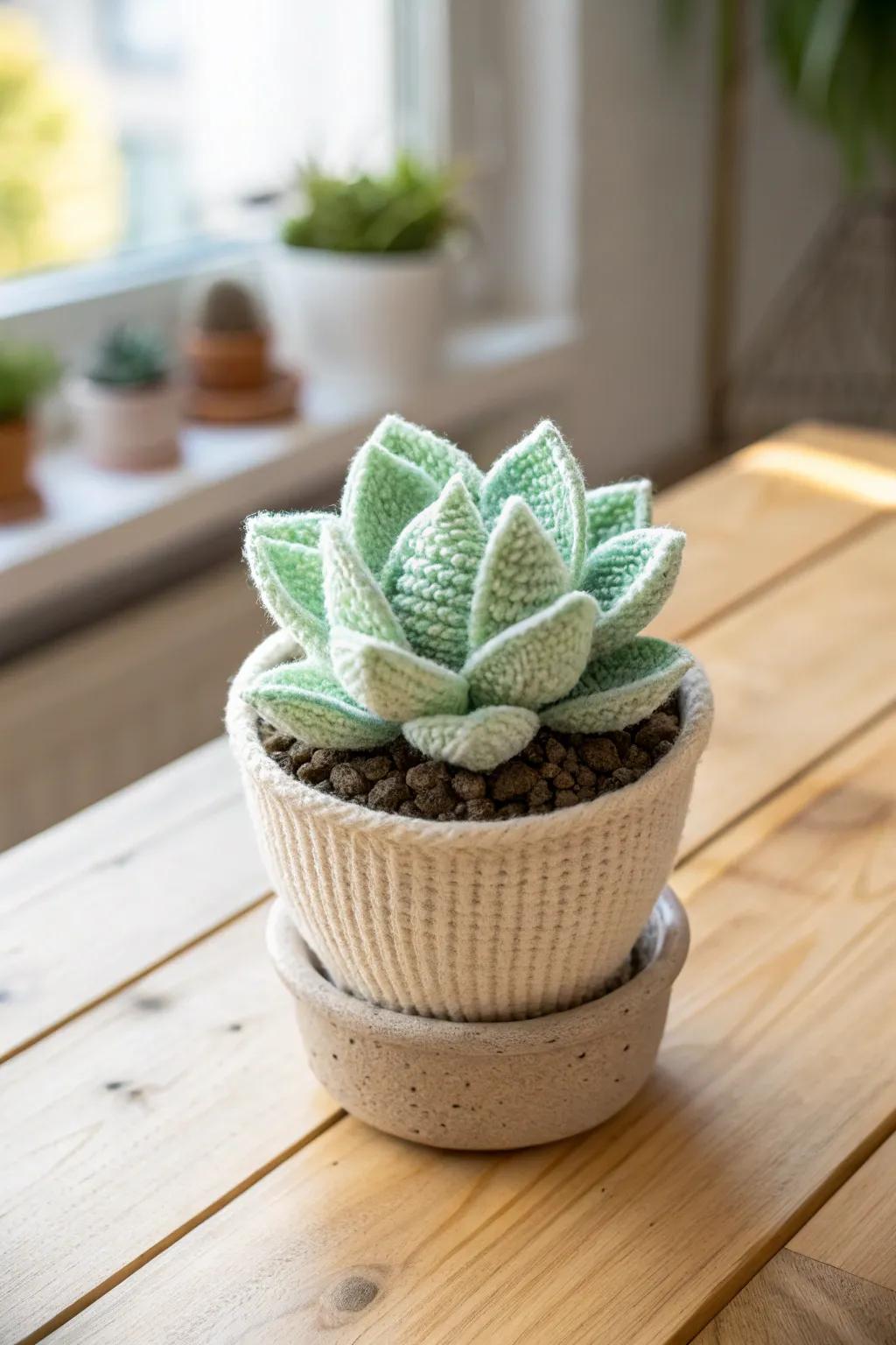 Add a touch of handcrafted charm to your home with these delightful crochet succulents. Perfect for a cozy, minimalist vibe!