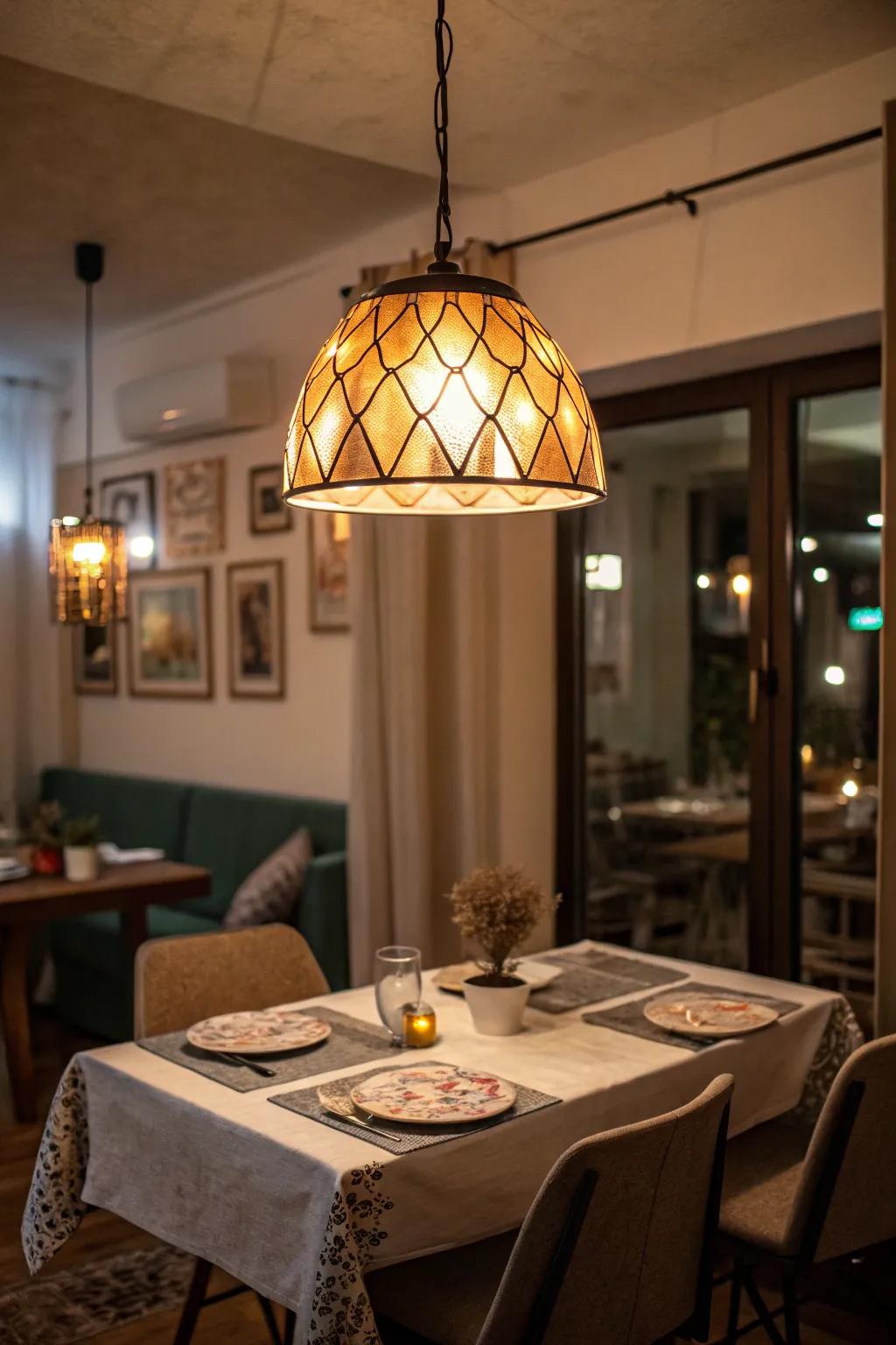 Hanging lights add style and draw focus.