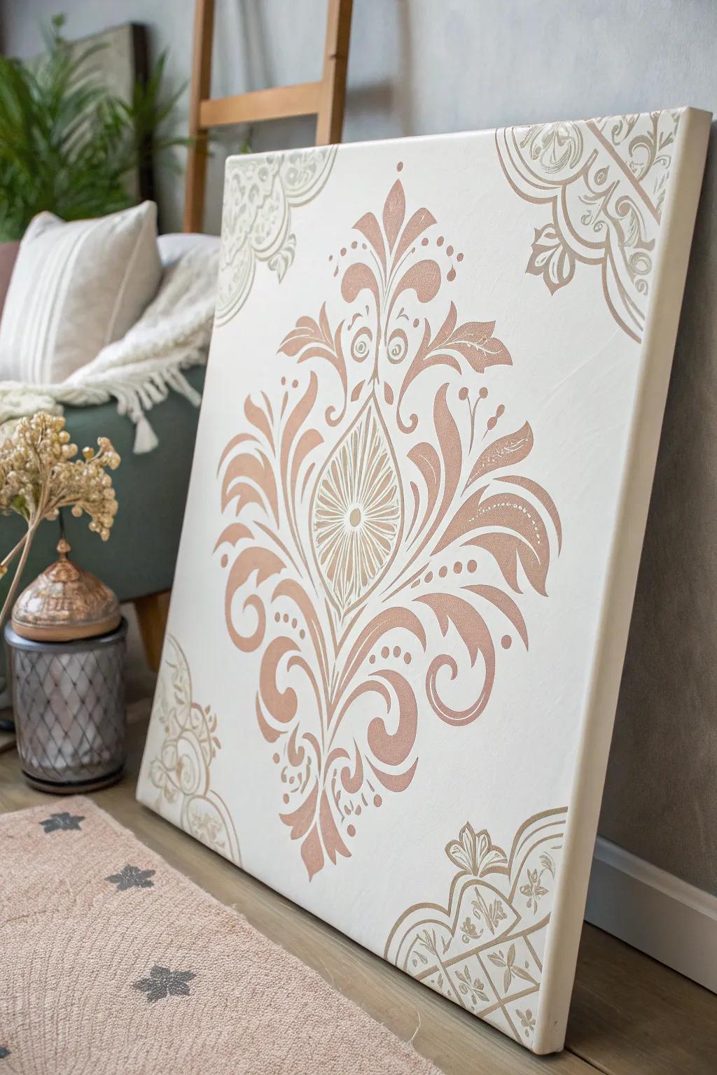 Incorporate dimension and refinement into your art through stenciled layouts. <strong><em>Refined artistry!</em></strong>” loading=”lazy” class=”pimg”>
	</picture><figcaption>Incorporate dimension and refinement into your art through stenciled layouts. <strong><em>Refined artistry!</em></strong></figcaption></figure>
<p>Stencils serve as adaptable instruments for integrating complex patterns into your backgrounds. Opt for a motif that resonates with you, and permit your canvas to narrate a tale. <strong><em>Tell your story!</em></strong></p>
<h3>Items that may come in handy:</h3>
<ul class=