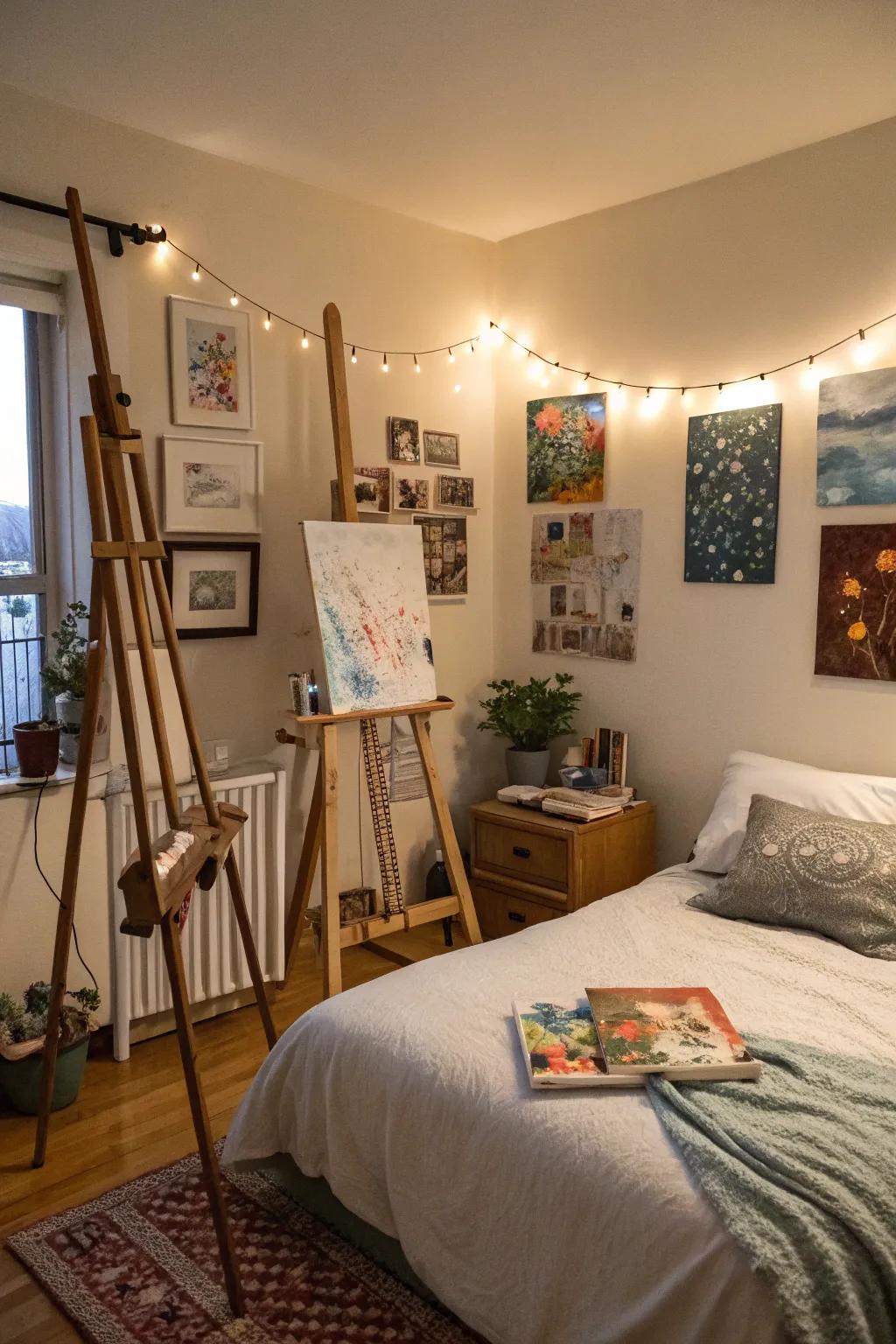 Display your art supplies for a true artist's bedroom.