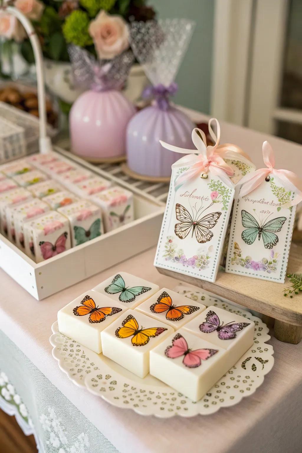 Charming insect-themed treats for guests to take with them.