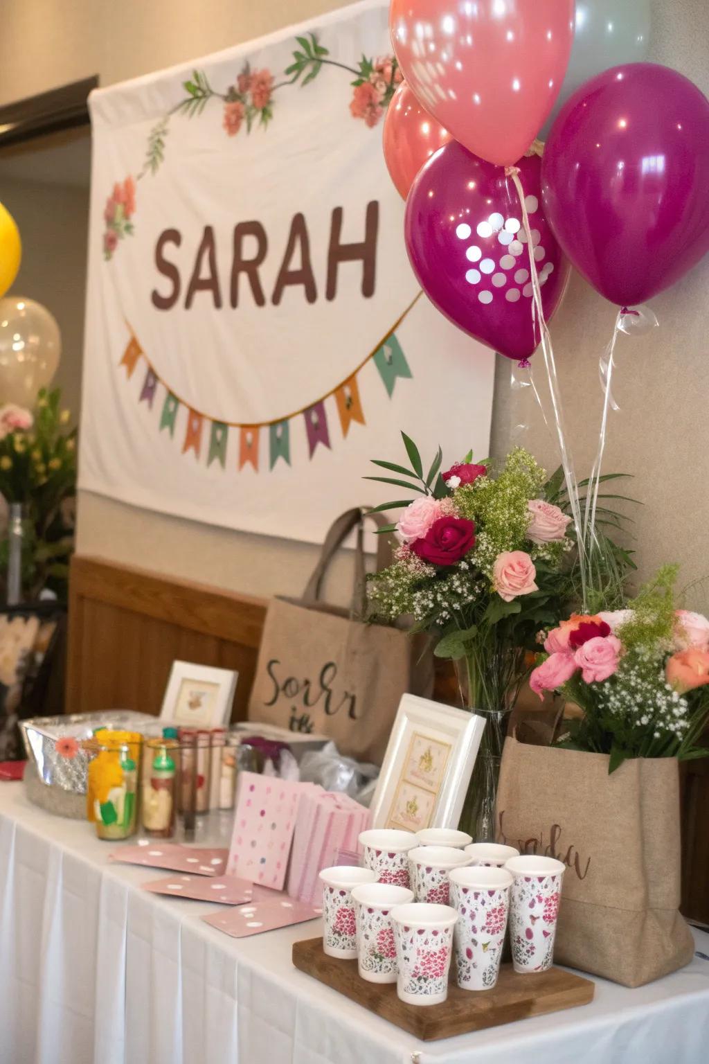 Personalized touches make the party uniquely special.
