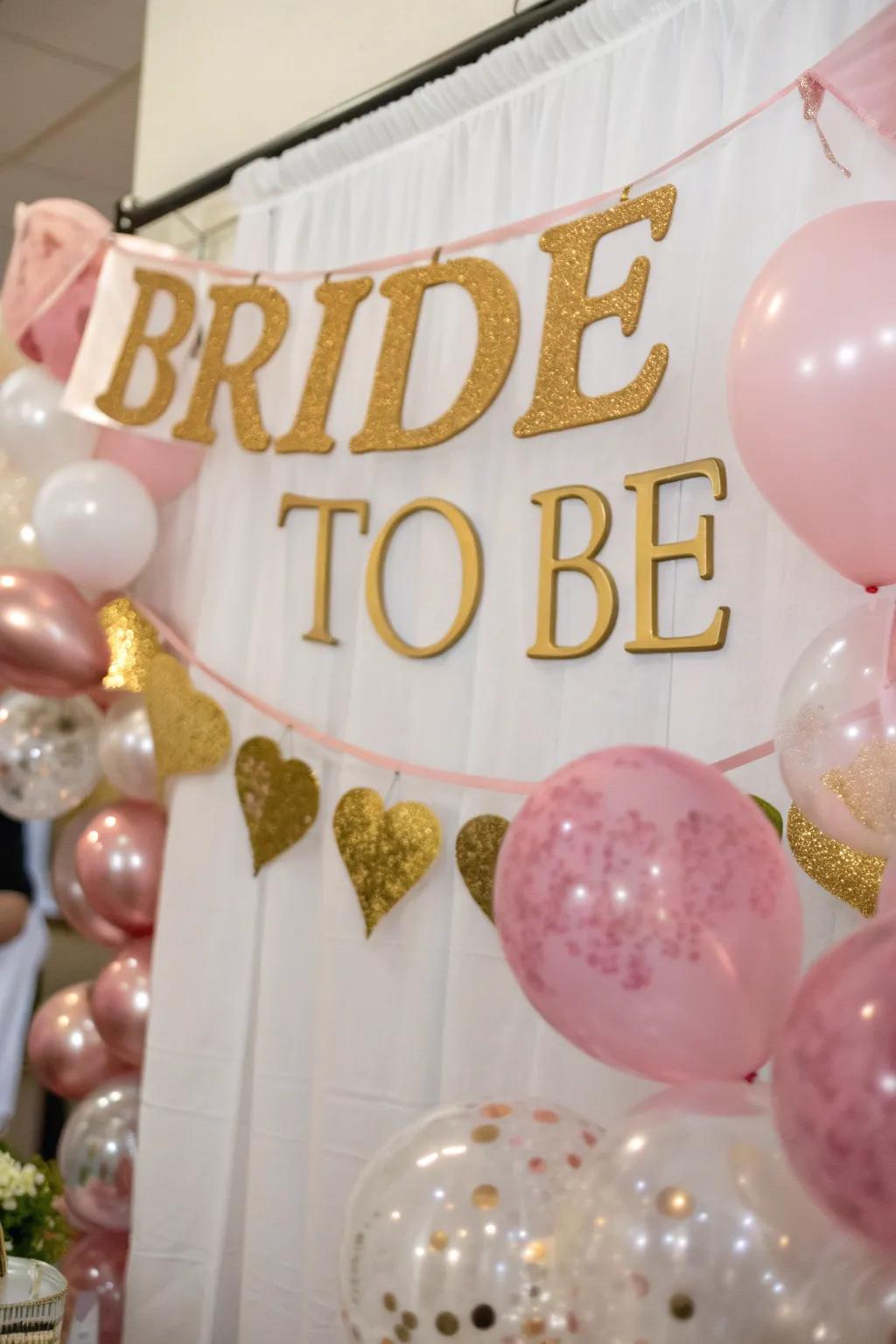 An attractive 'Future Mrs.' banner in rose and gold.
