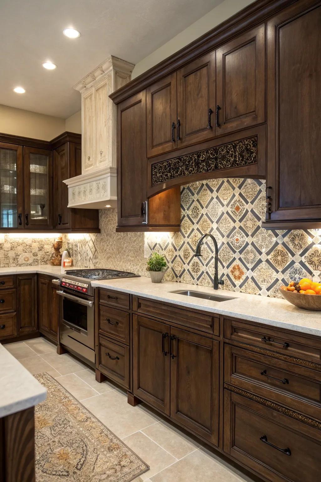 Introduce exotic flair with tiles inspired by Moroccan patterns.