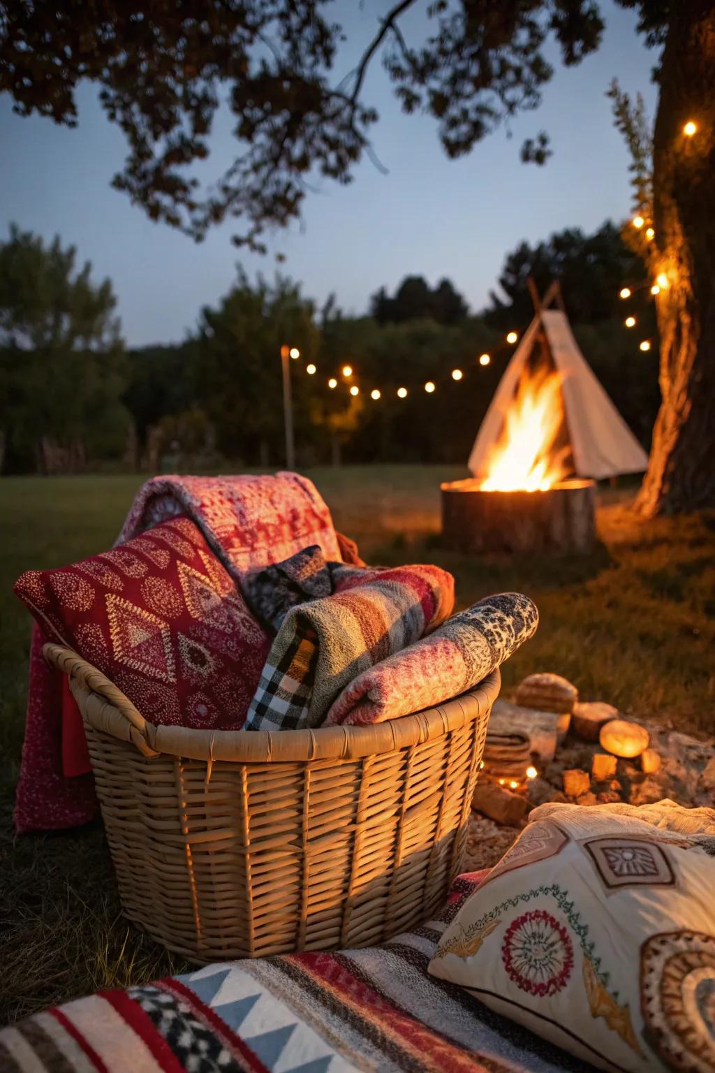 Keep your guests snug with an array of throws and cushions.
